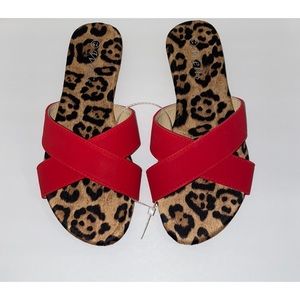 Red & Cheetah Print Sandals